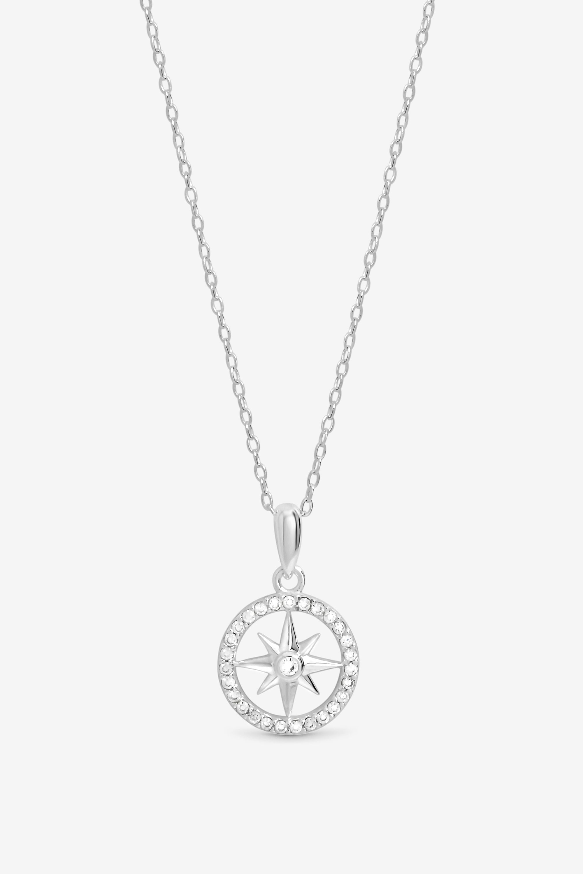Simply Silver Sterling Silver 925 Cubic Zirconia Pave Celestial Pendant image 1