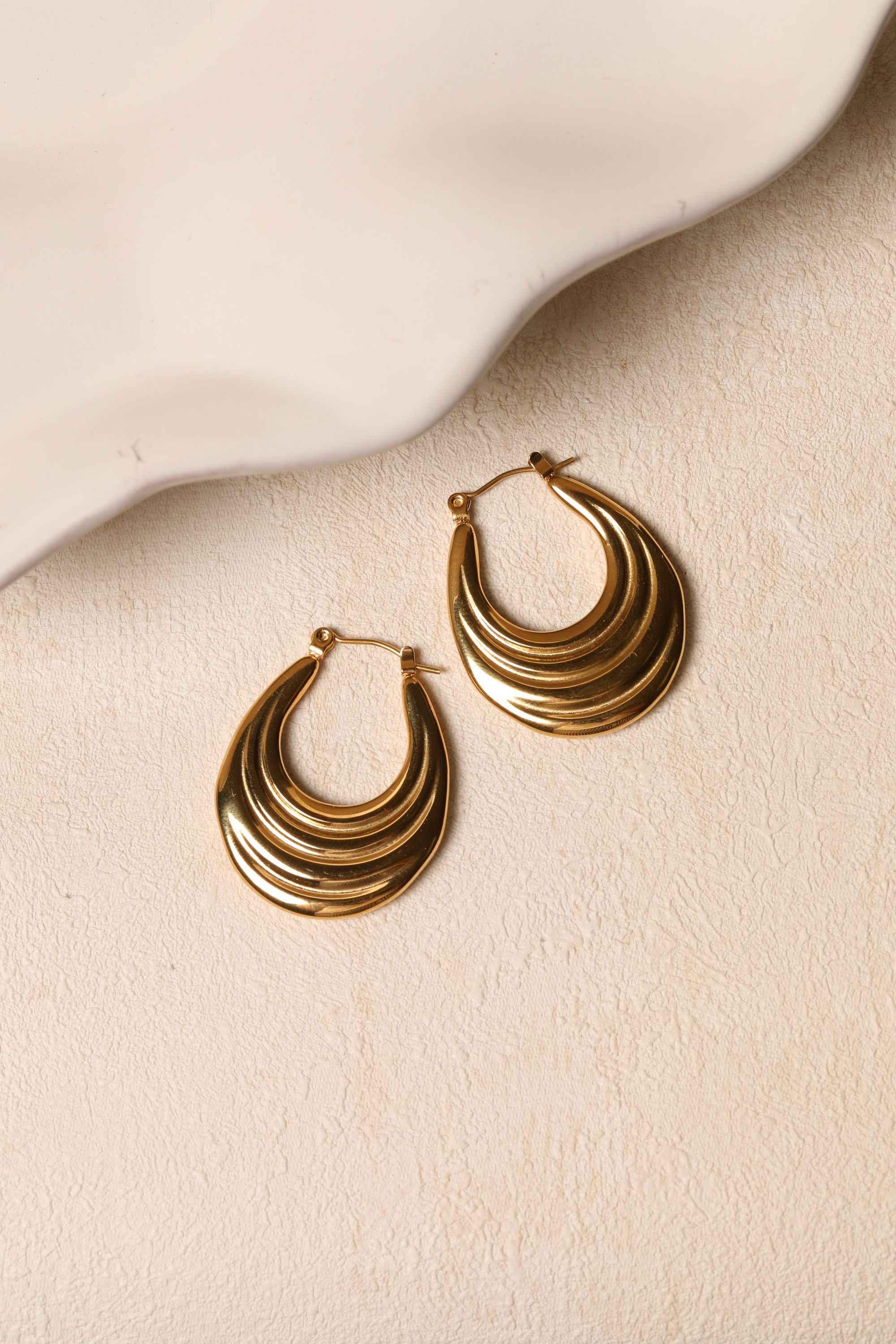 Jon Richard Gold Plated Ridge Hoop Earrings image 3
