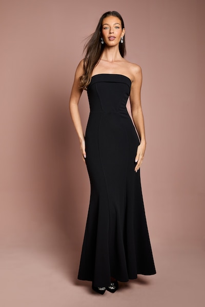 Coast Bandeau Fitted Crepe Fishtail Maxi Dress Black