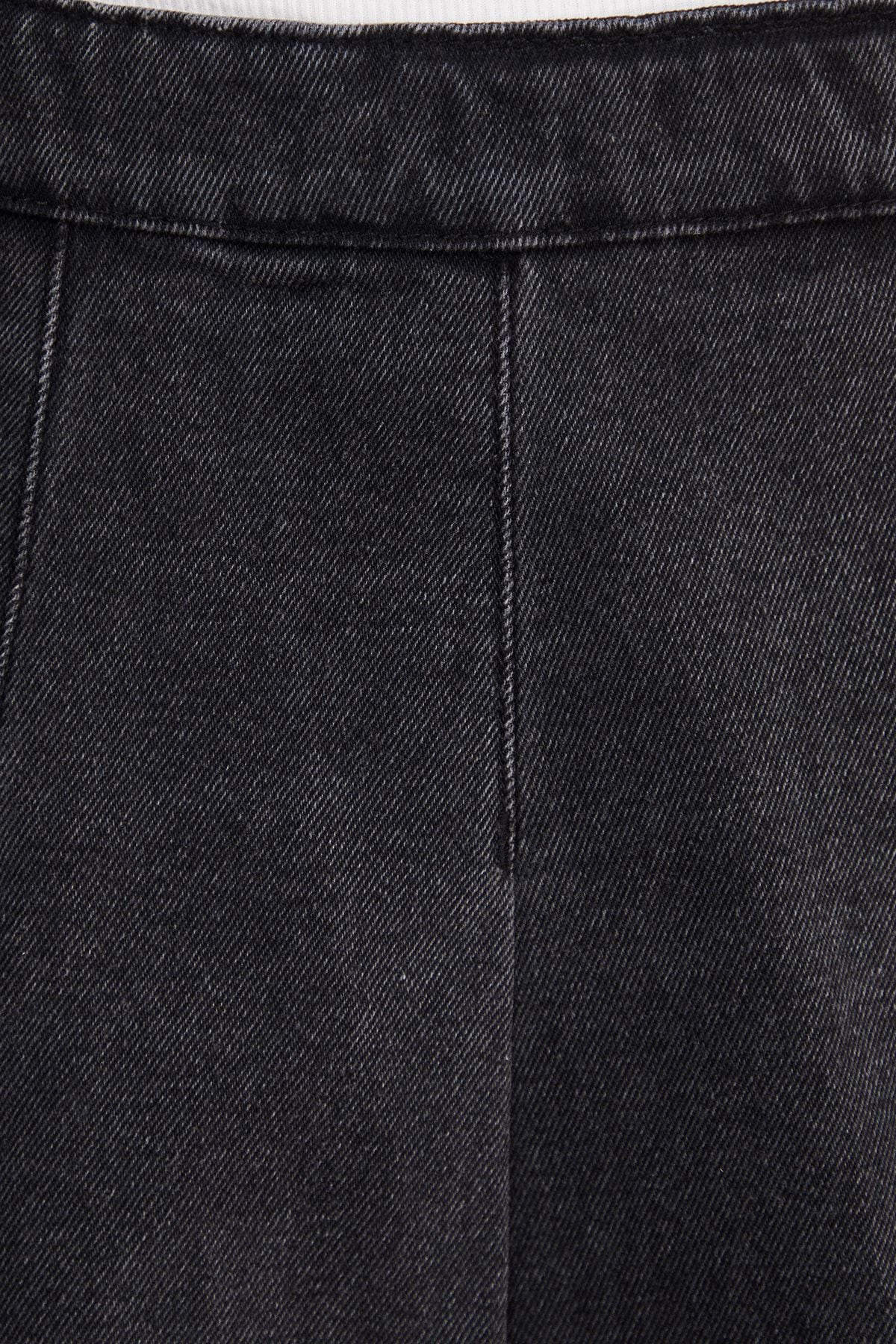 Warehouse Denim Pleated Mini Skirt Washed Black image 5