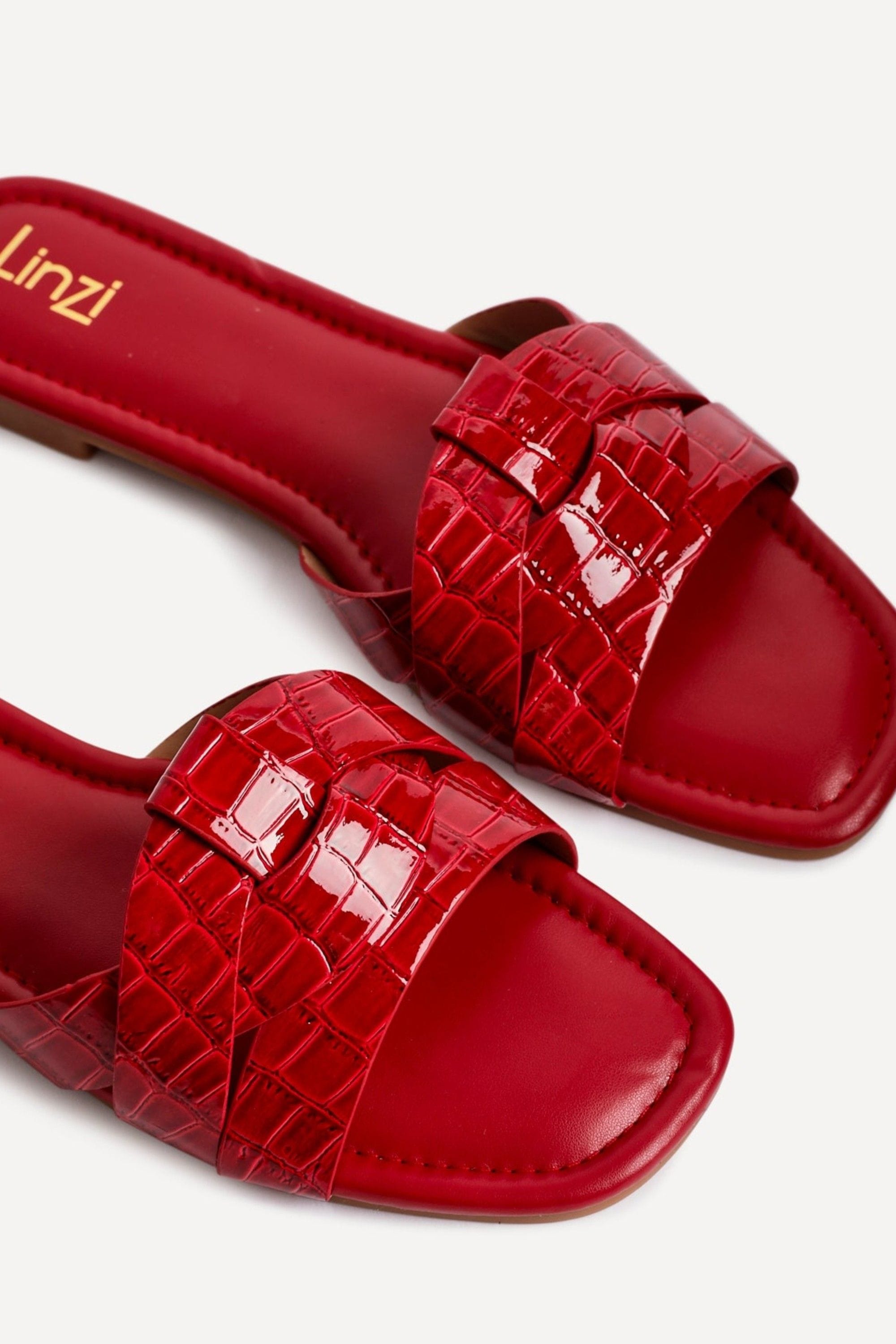 Linzi Fletcher Red Croc Slider Sandals image 4