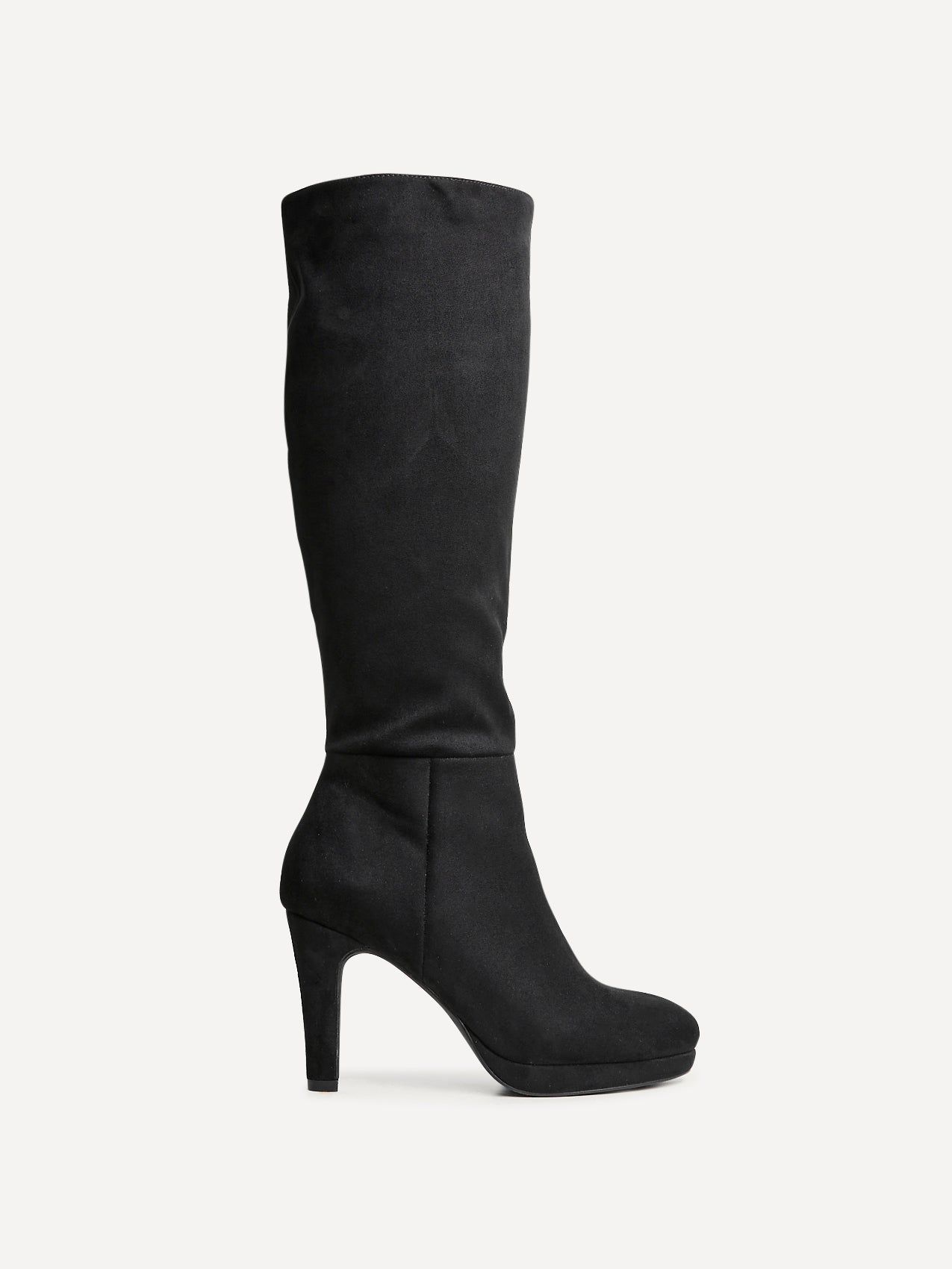 Linzi Shelby Black Faux Suede Knee High Heeled Boot image 1