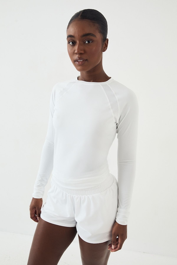 DSGN Studio DSGN Studio Loose Fit Mesh Insert Long Sleeve T-Shirt White