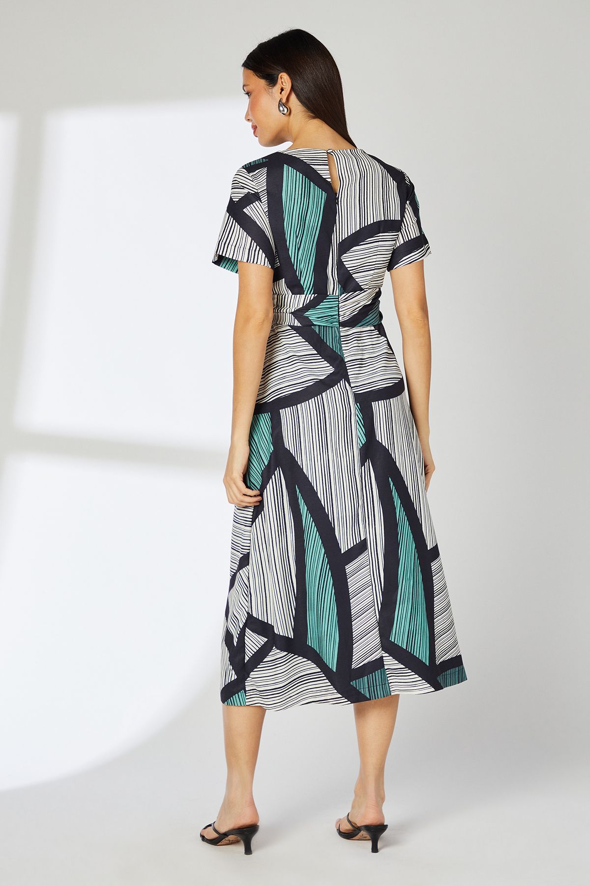 Principles Sage Geo Print Twist Waist Woven Midi Dress Sage image 4