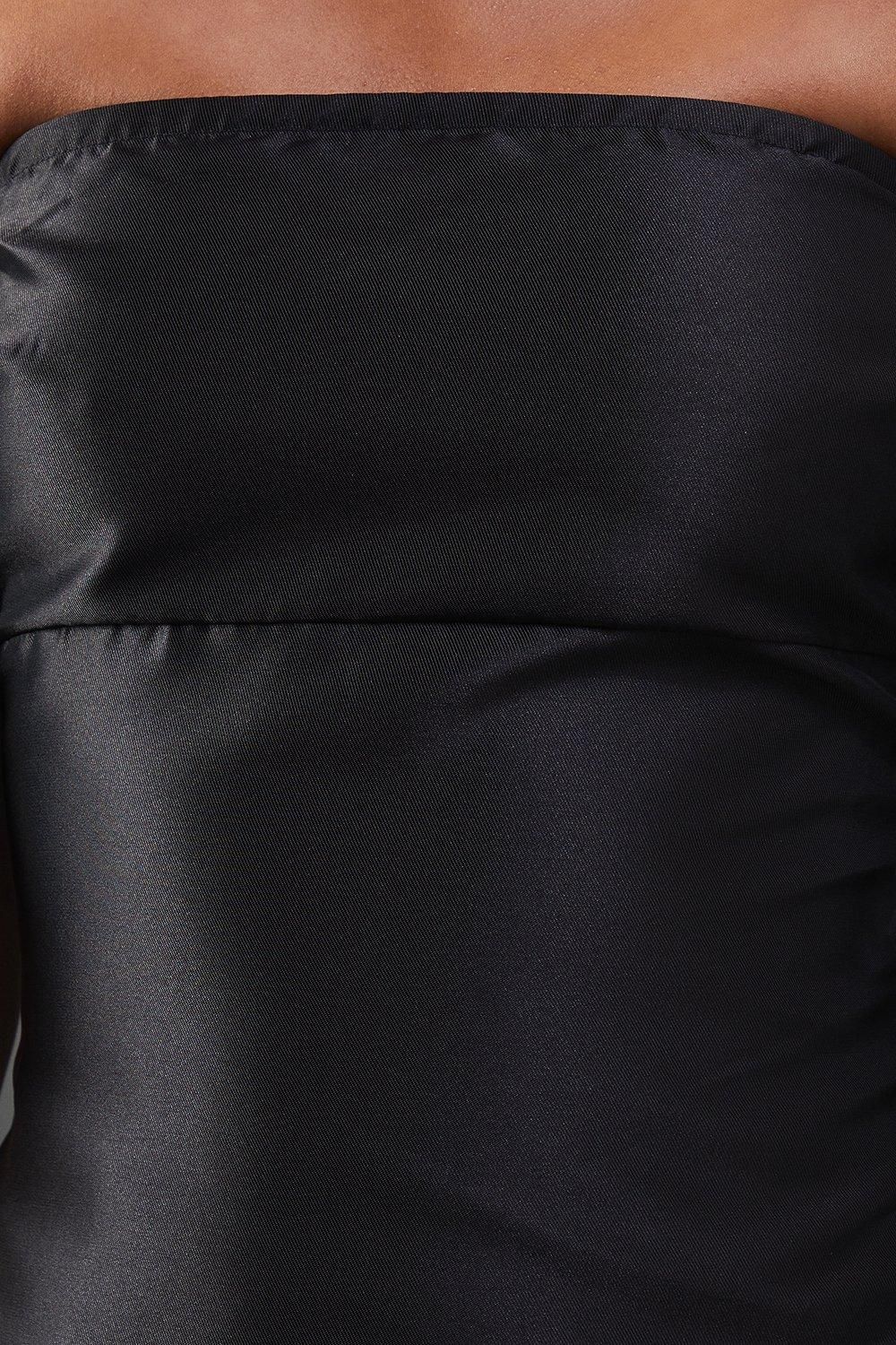 Warehouse Structured Puff Sleeve Bardot Midi Dress Black image 5