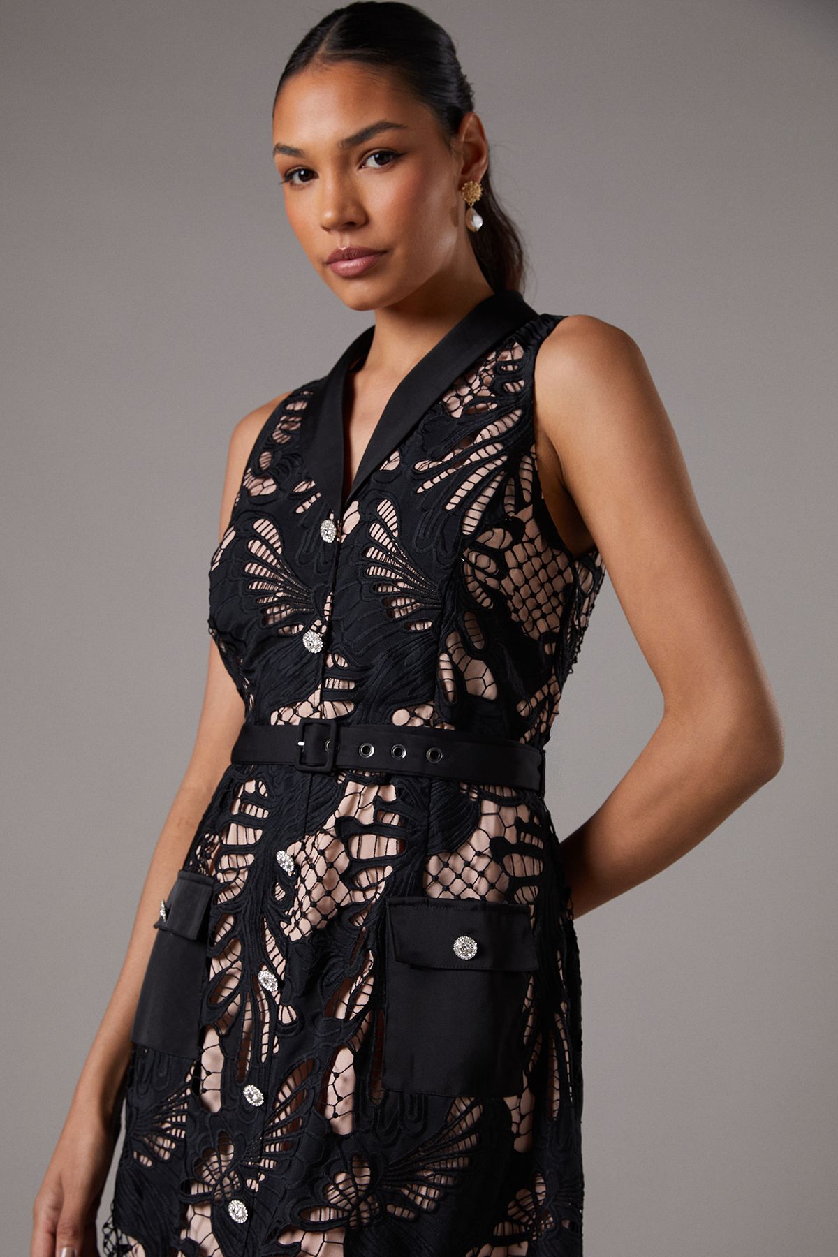 Coast Lace Sleeveless Shirt Dress Black image 4
