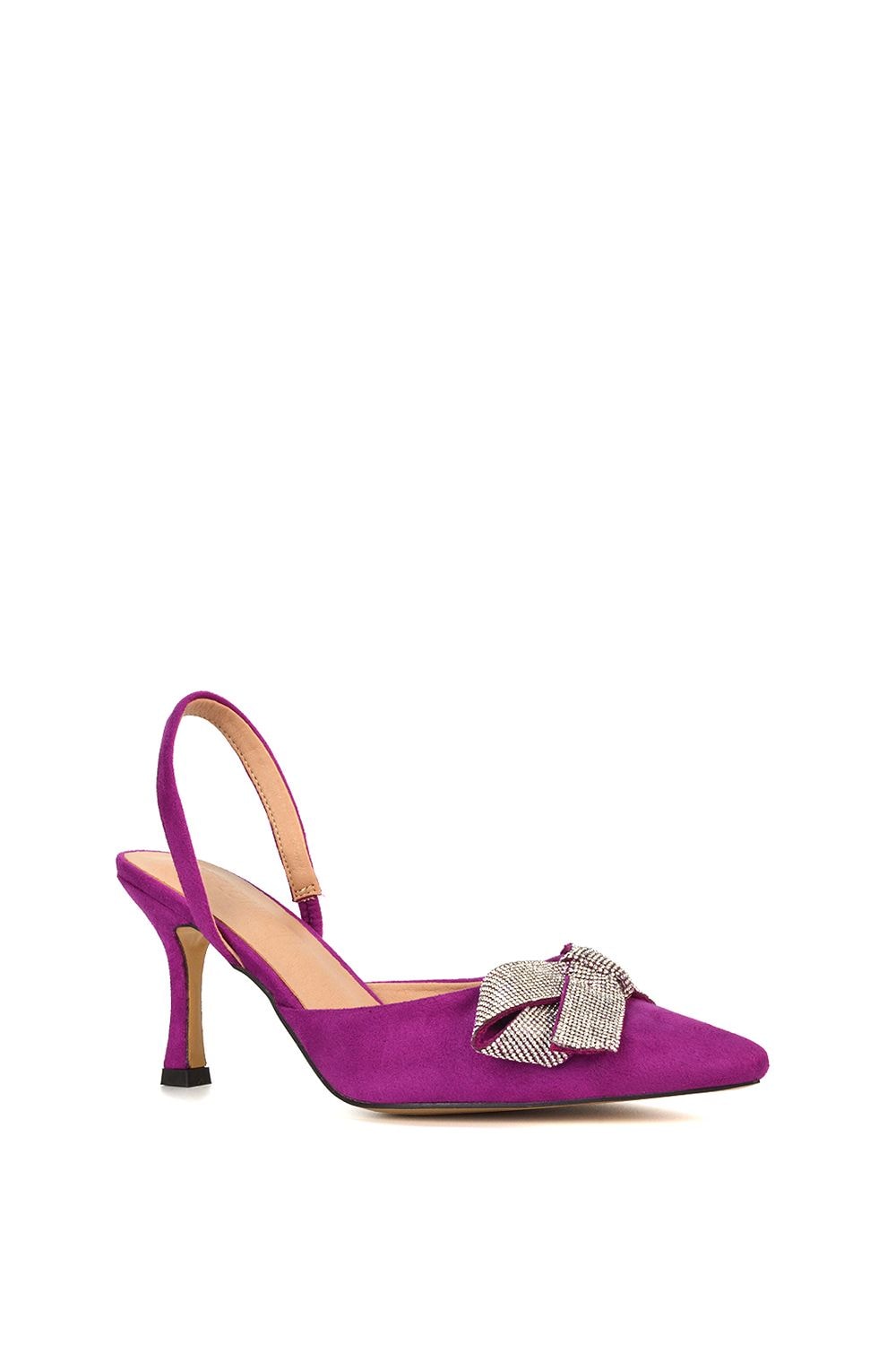 XY London 'Victoria' Diamante Bow Stiletto Slingback High Heel Shoes image 2