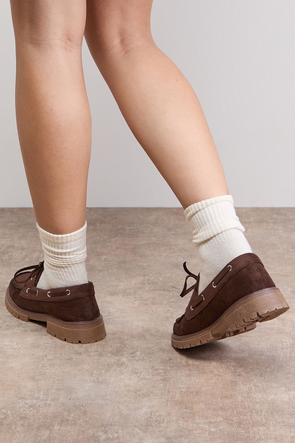 Oasis Claire Faux Suede Chunky Boat Shoes Chocolate image 4