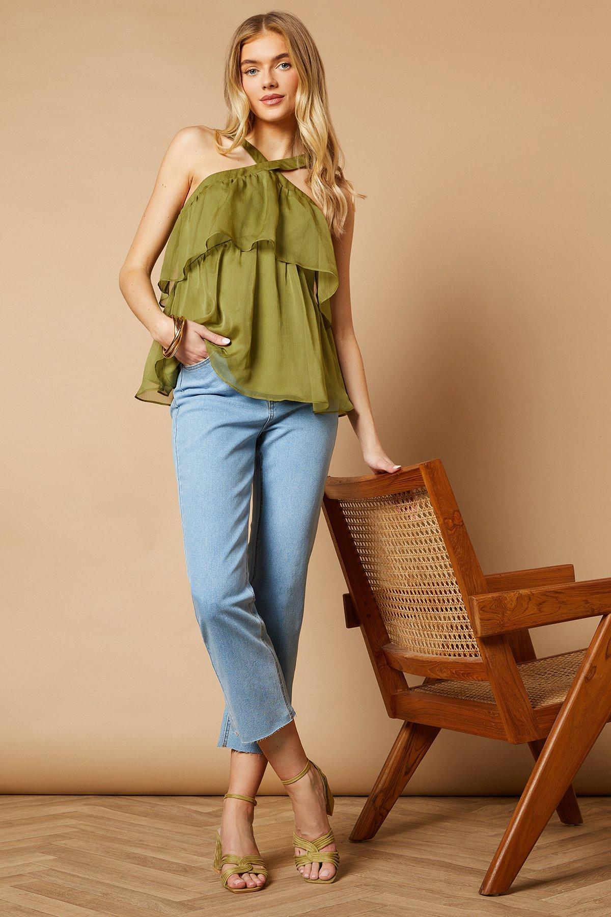 Oasis Teagan Faux Suede Twist Detail Block Heel Sandals Sage image 3