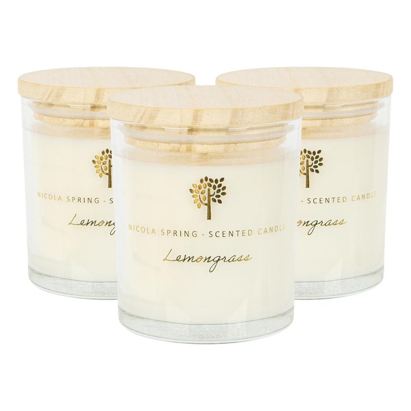 Nicola Spring 130g Lemongrass Soy Candles - Pack of 3 - Fruity Summer