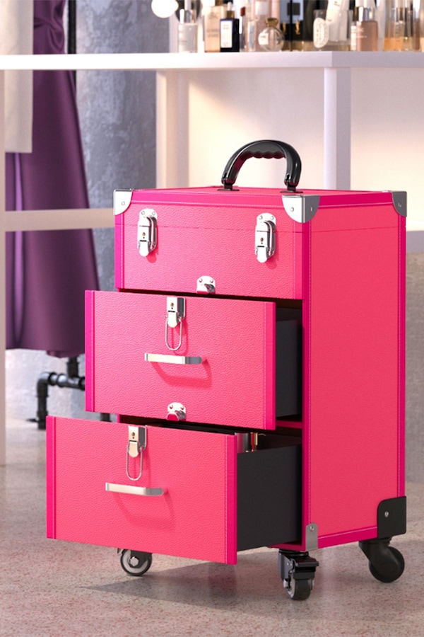 Living and Home 2 Drawers Portable Cosmetic Makeup Travel Case