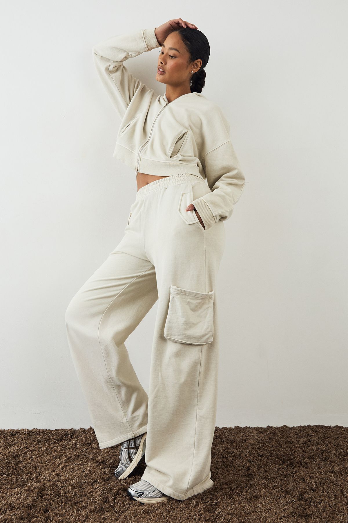 DSGN Studio DSGN Studio Premium Heavyweight Washed Cargo Jogger Ecru image 1