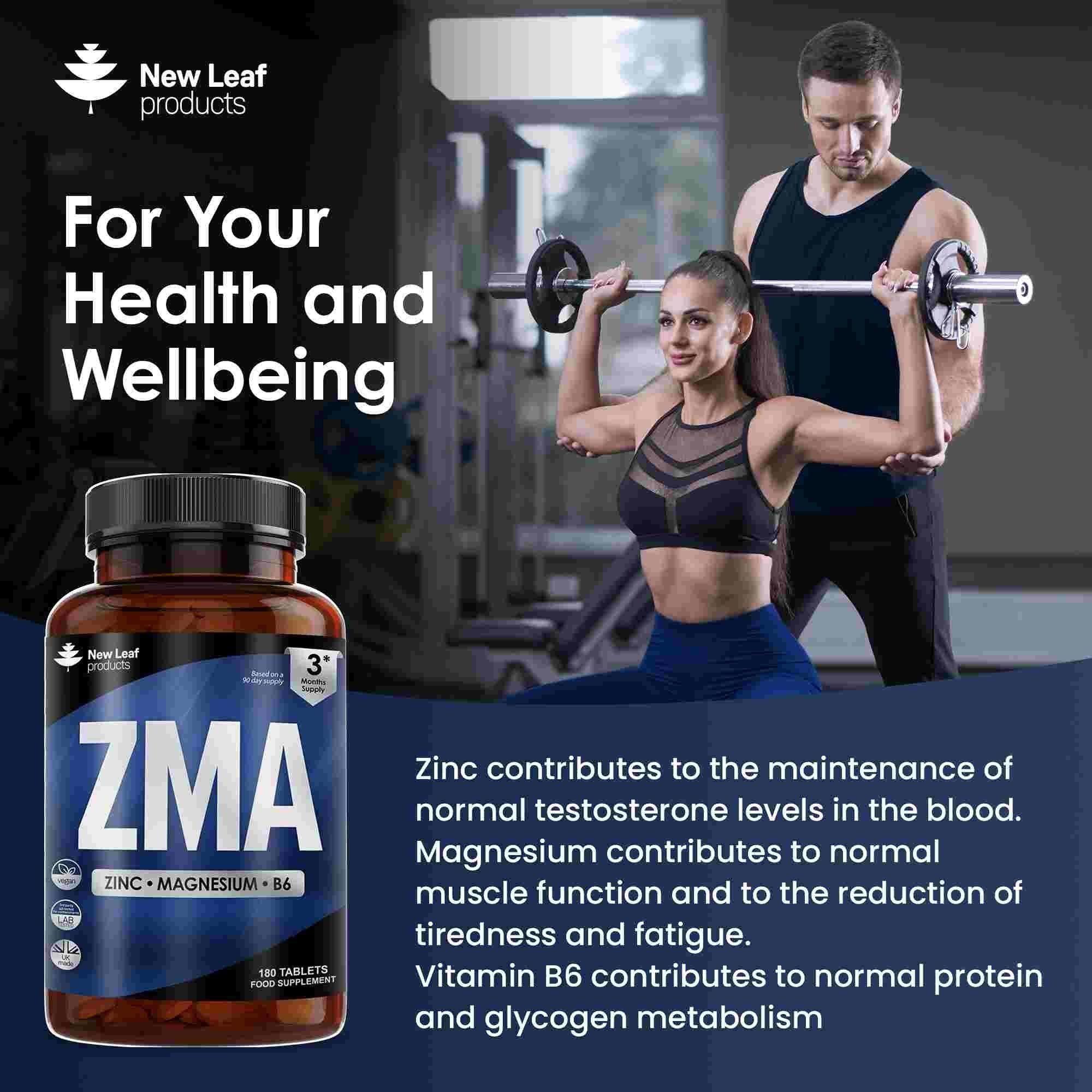 New leaf health New Leaf Products ZMA Supplement - 180 Tablets Zinc Magnesium & Vitamin B6 - Muscle, Sleep Support 3 Month Supply image 3