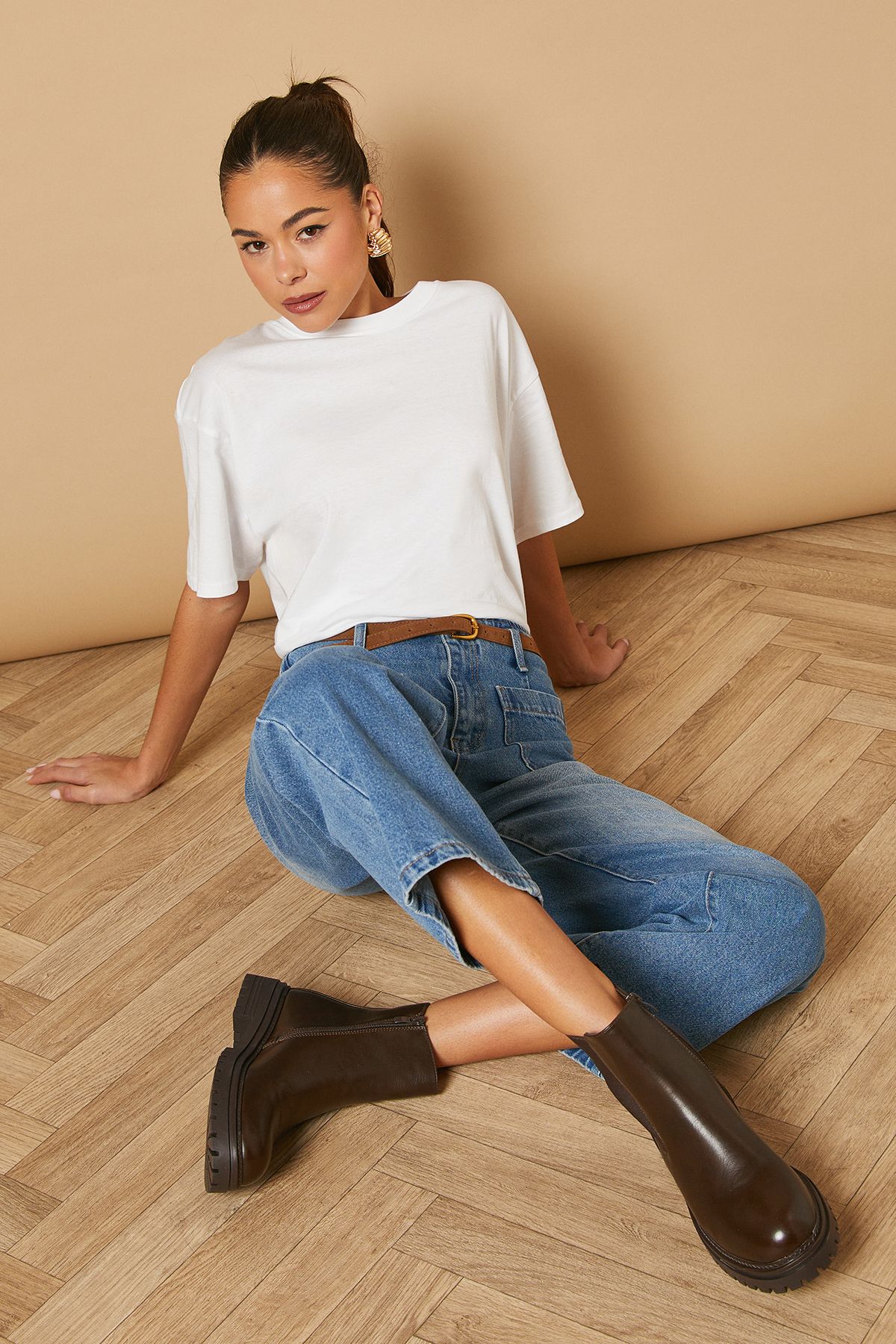 Oasis Melba Chunky Chelsea Ankle Boots Chocolate image 1