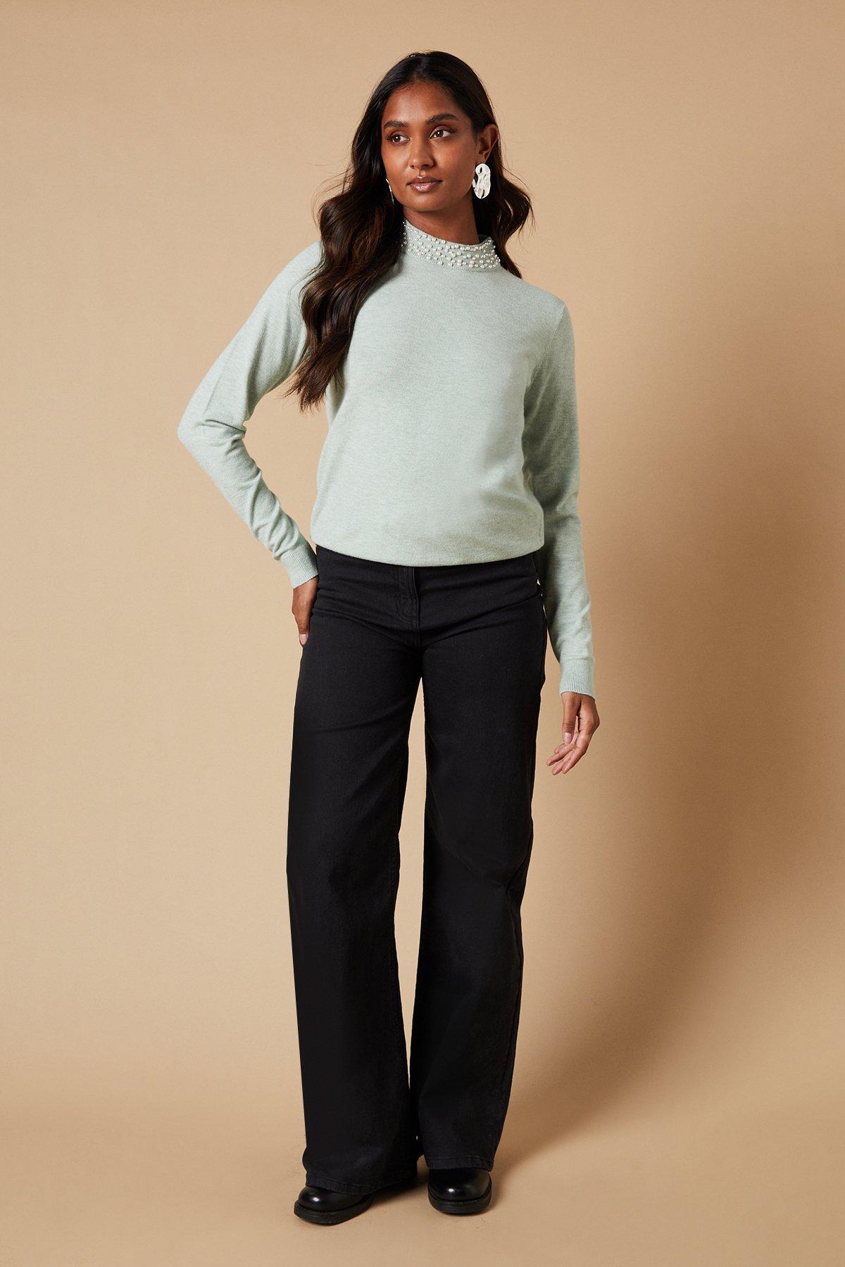 Oasis Pearl Necklace Jumper Light Green image 1