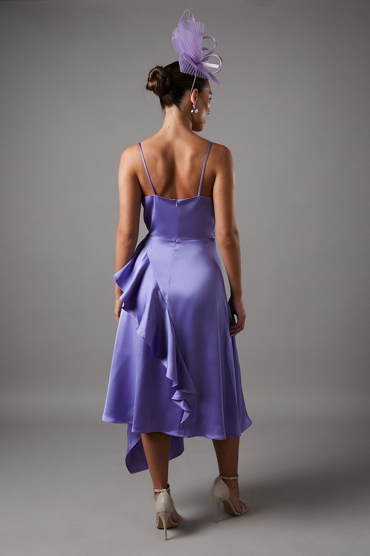 Coast Plunge V Frill Skirt Strappy Midi Dress Purple image 3
