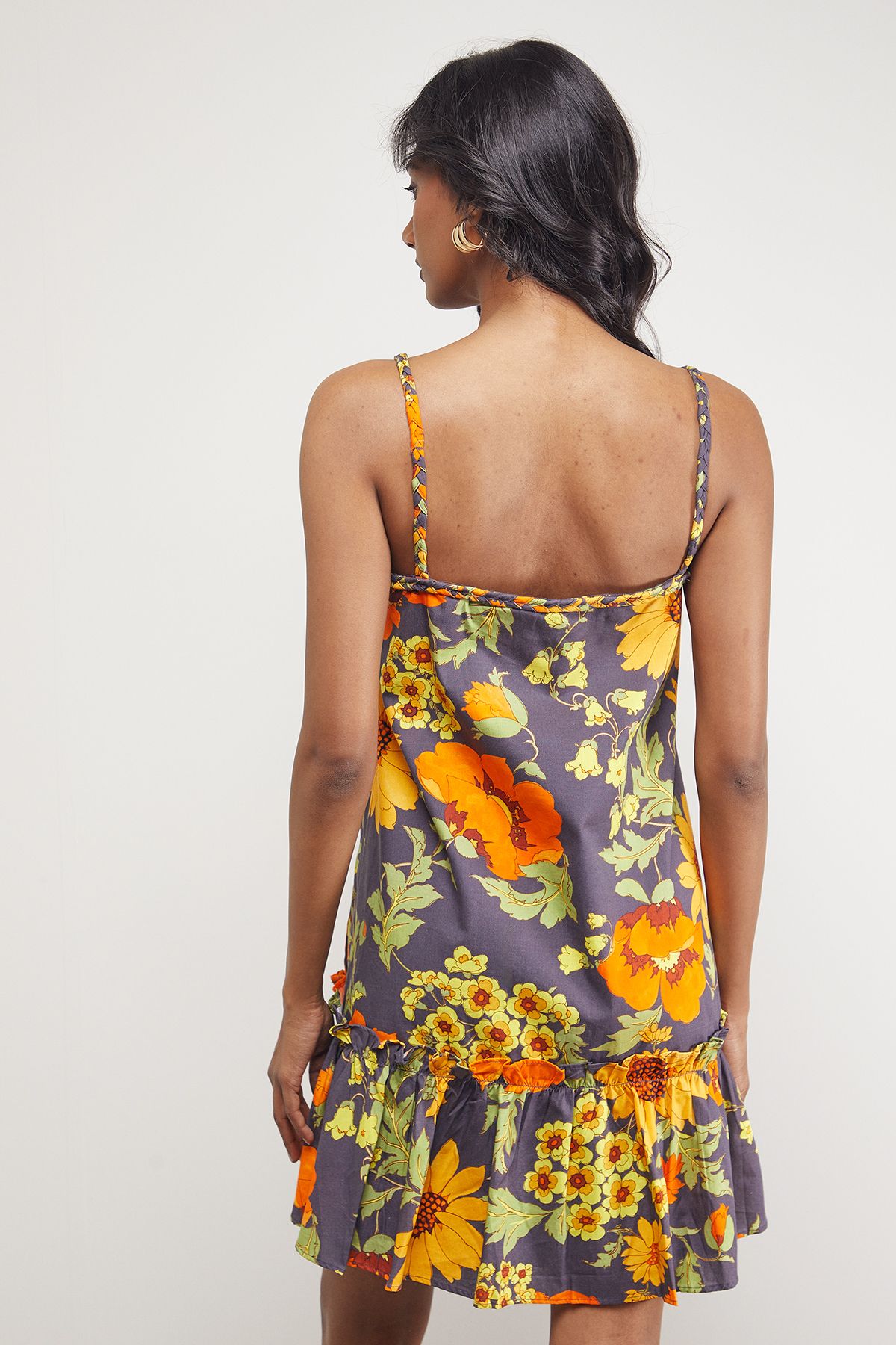 Warehouse Poplin Plaited Strap Sundress Floral image 3