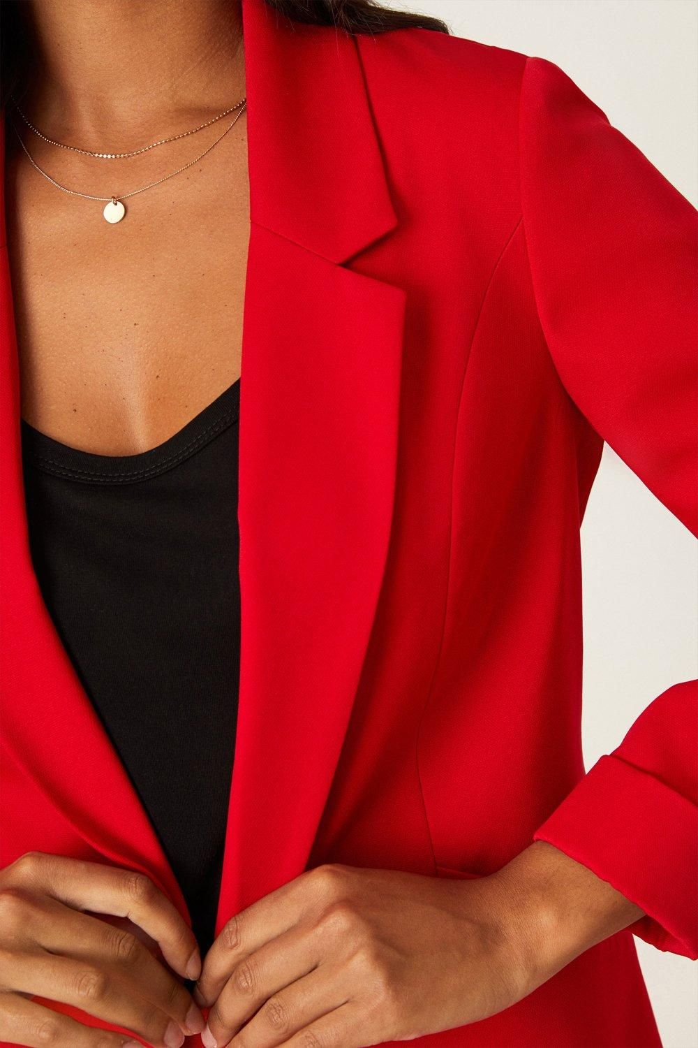 Dorothy Perkins Turnback Cuff Blazer Red image 4
