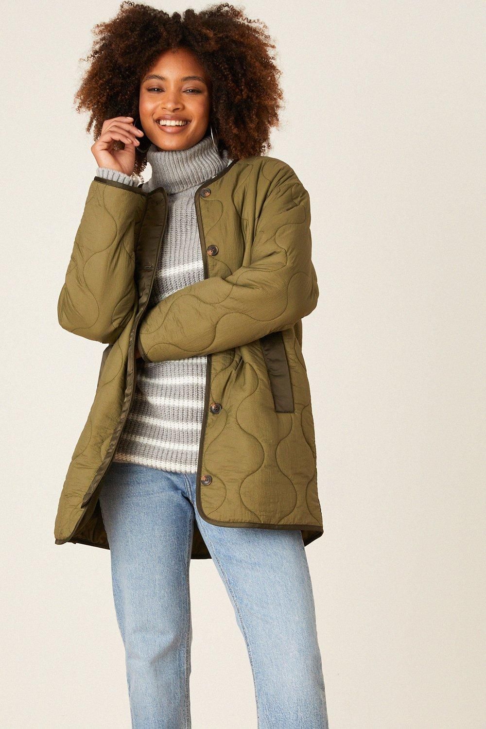 Dorothy Perkins Striped Roll Neck Jumper Grey image 2