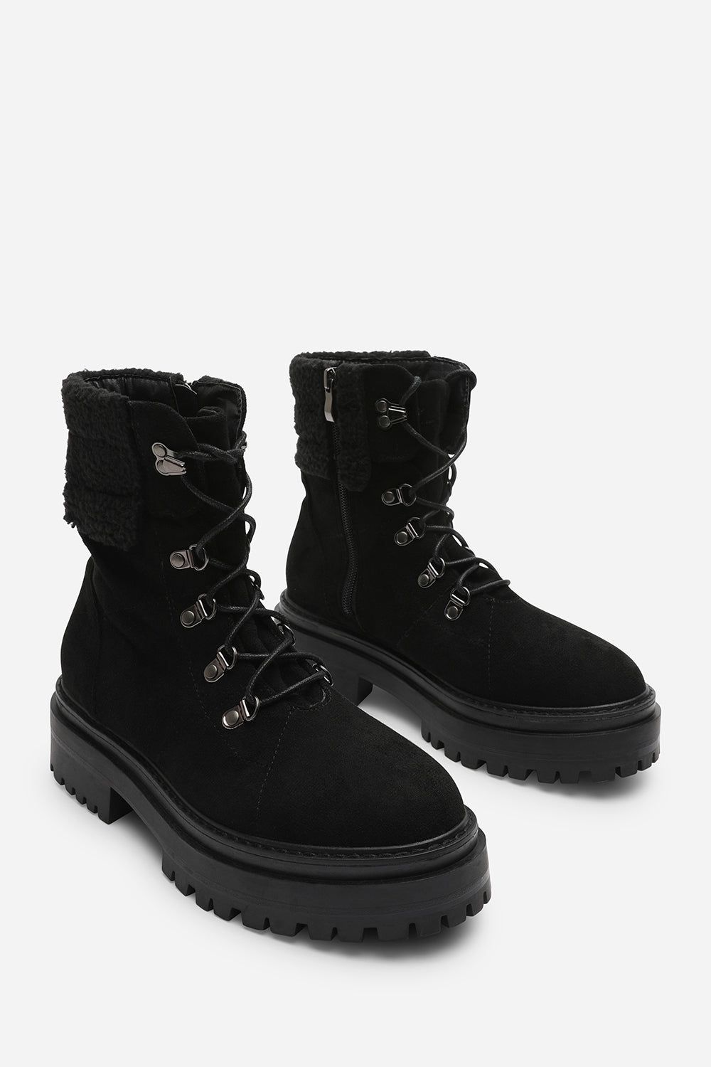 Where's That From 'Una' Suede Lace-Up Ankle Boots with Faux Fur Trim and Chunky Sole image 4