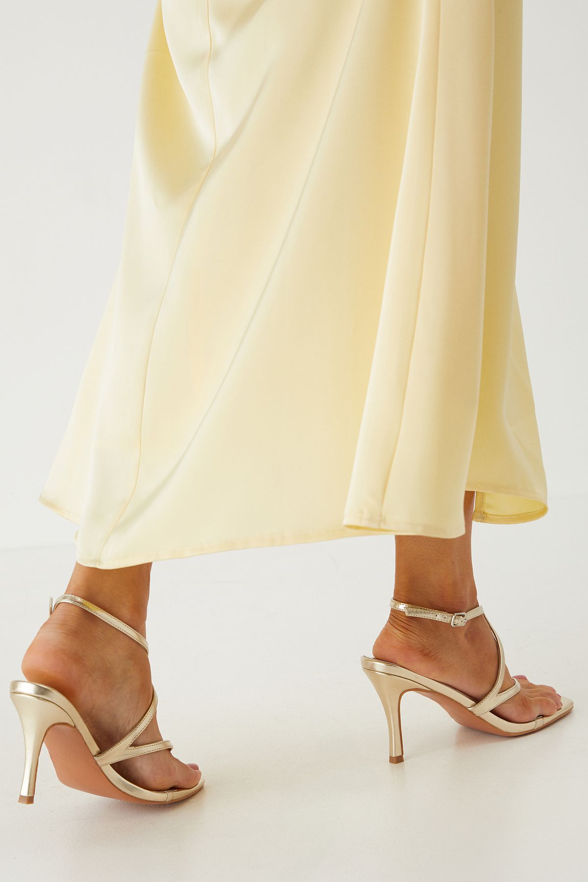 MissPap Strappy Toe Post High Stiletto Heel Sandals Gold image 3