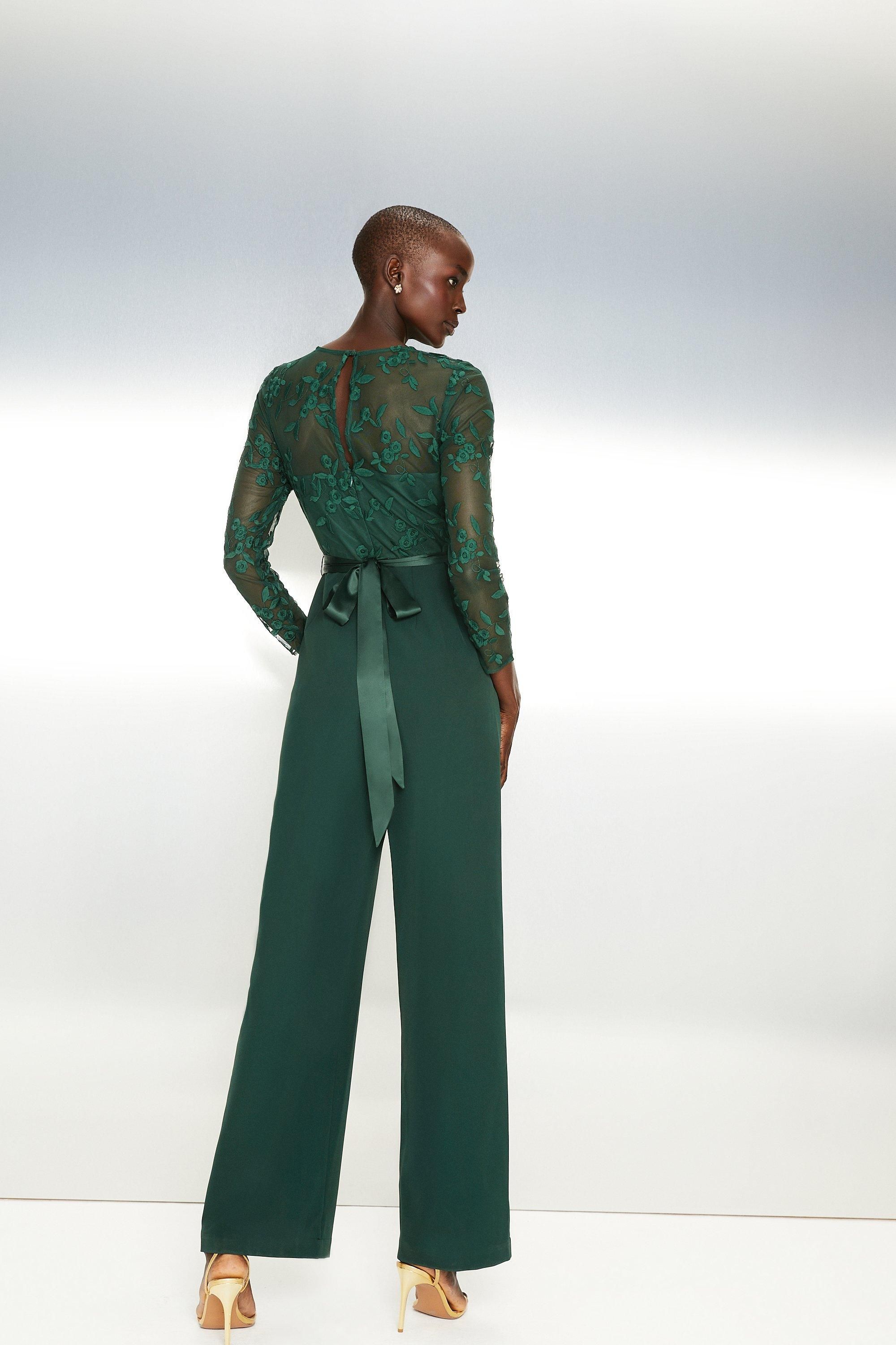 Coast Embroidered Top Wide Leg Jumpsuit Forest image 3