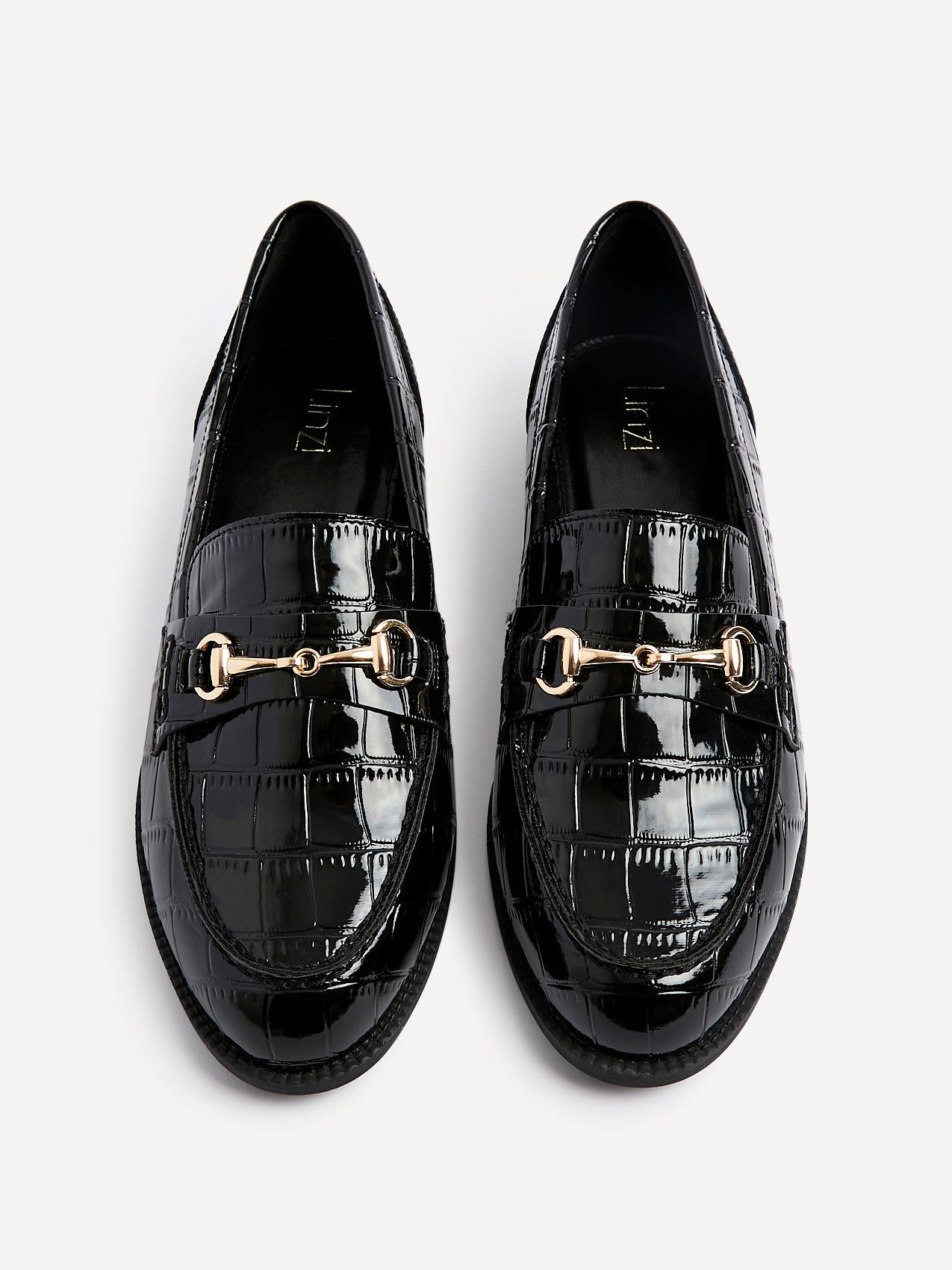 Linzi Maison Black Faux Croc Patent Leather Loafers image 5
