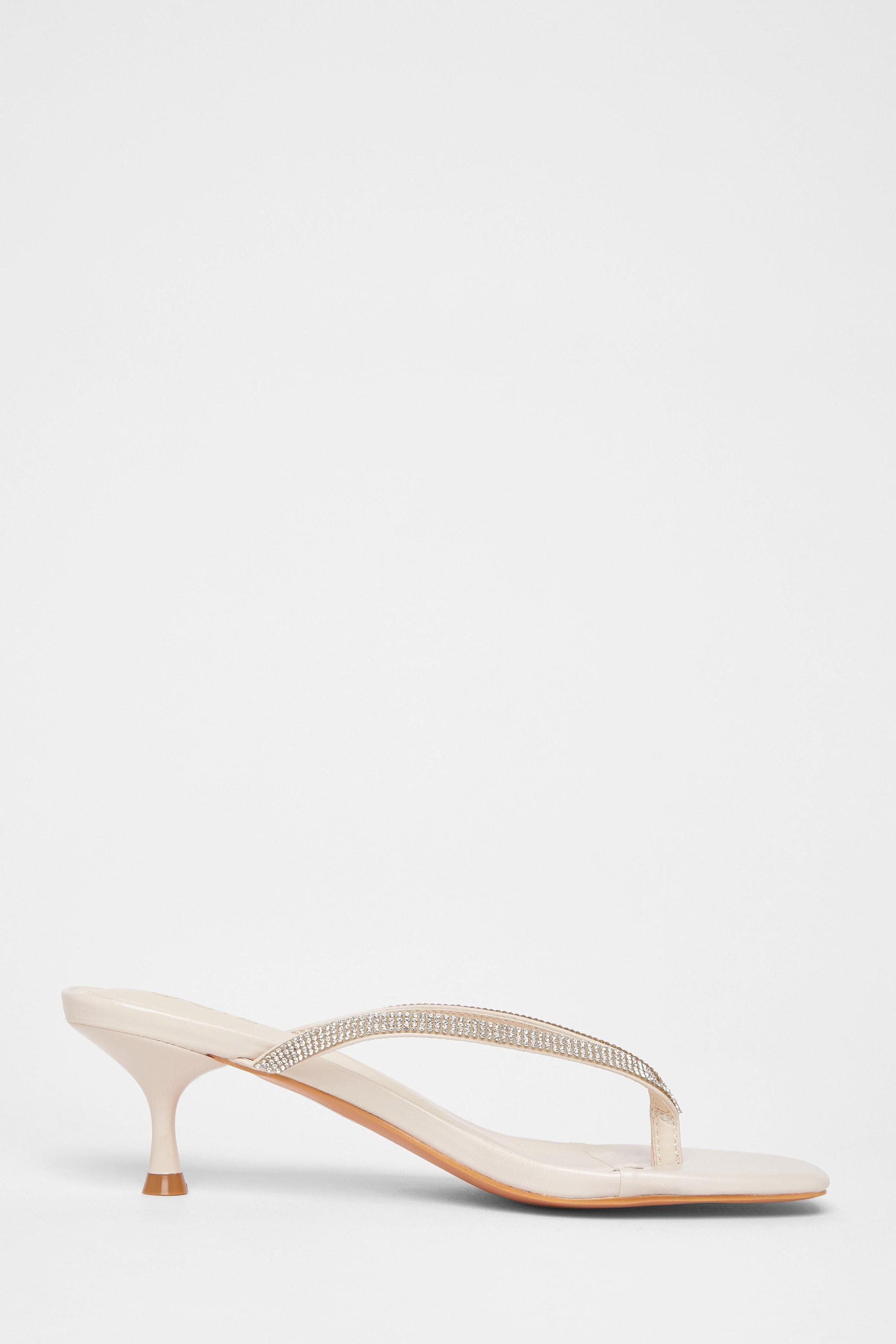 Quiz Nude Diamante Toe Post Heels image 5