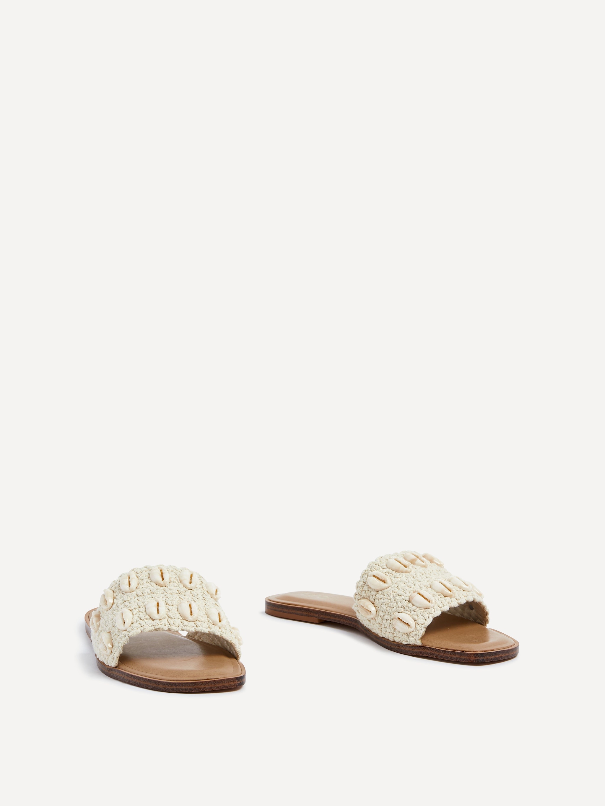 Linzi Shell Natural Raffia Shell Embellished Flat Sandal image 3