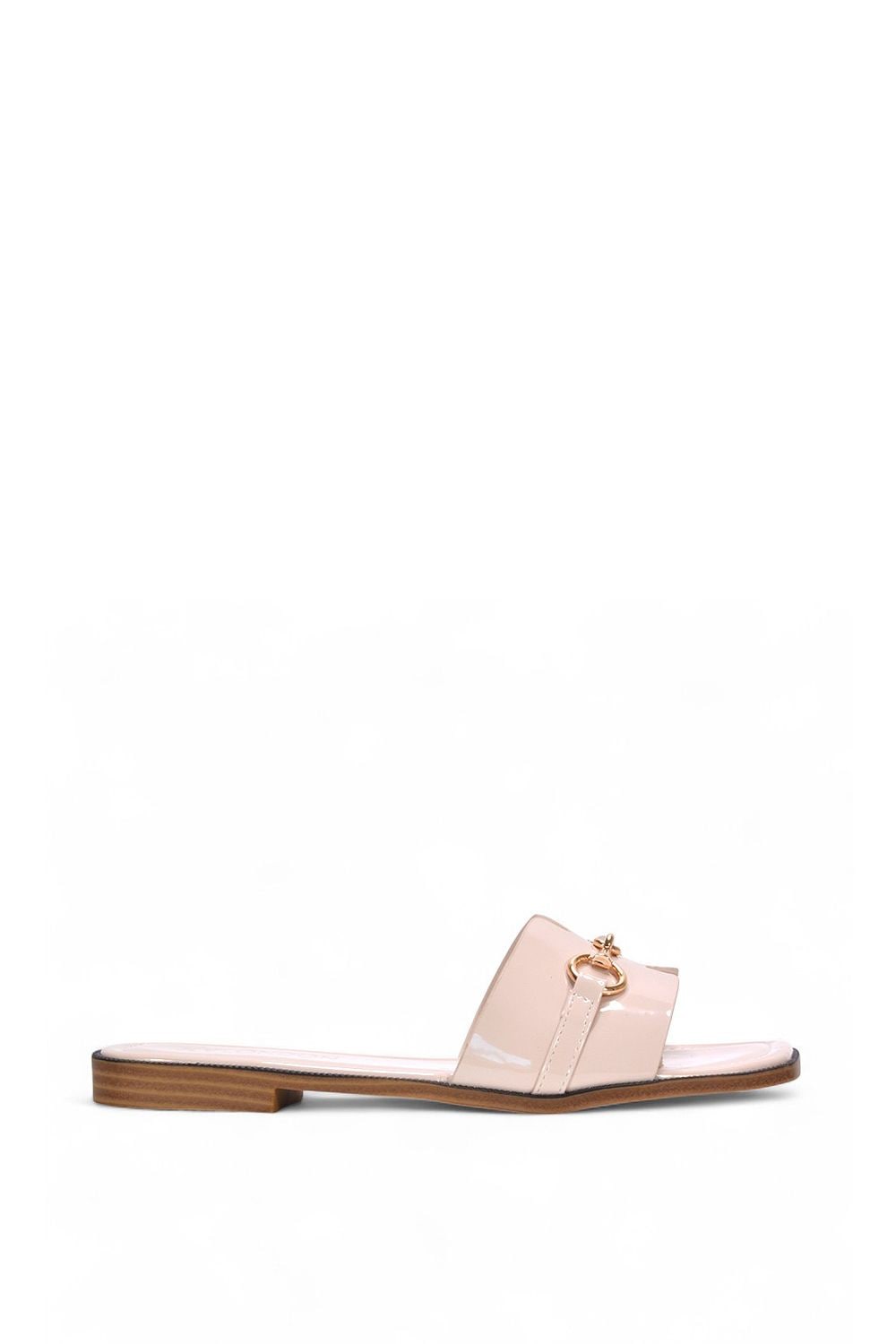 XY London 'Lesley' Square Toe Mule Slider Sandals With Buckle Detail