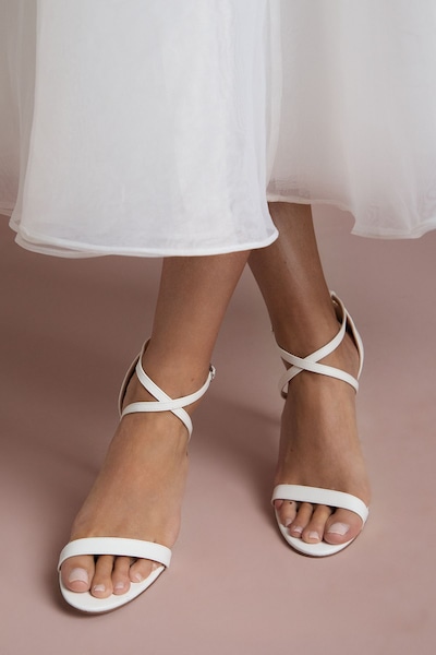 Coast Bridal Strictly Faux Leather Cross Strap High Stiletto Sandals White