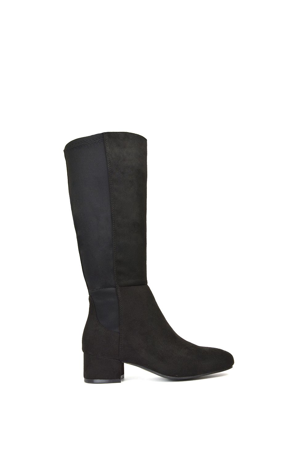 XY London 'Hannah' Low Block Heel Elasticated Calf Long Boots With Zip Fastening image 1