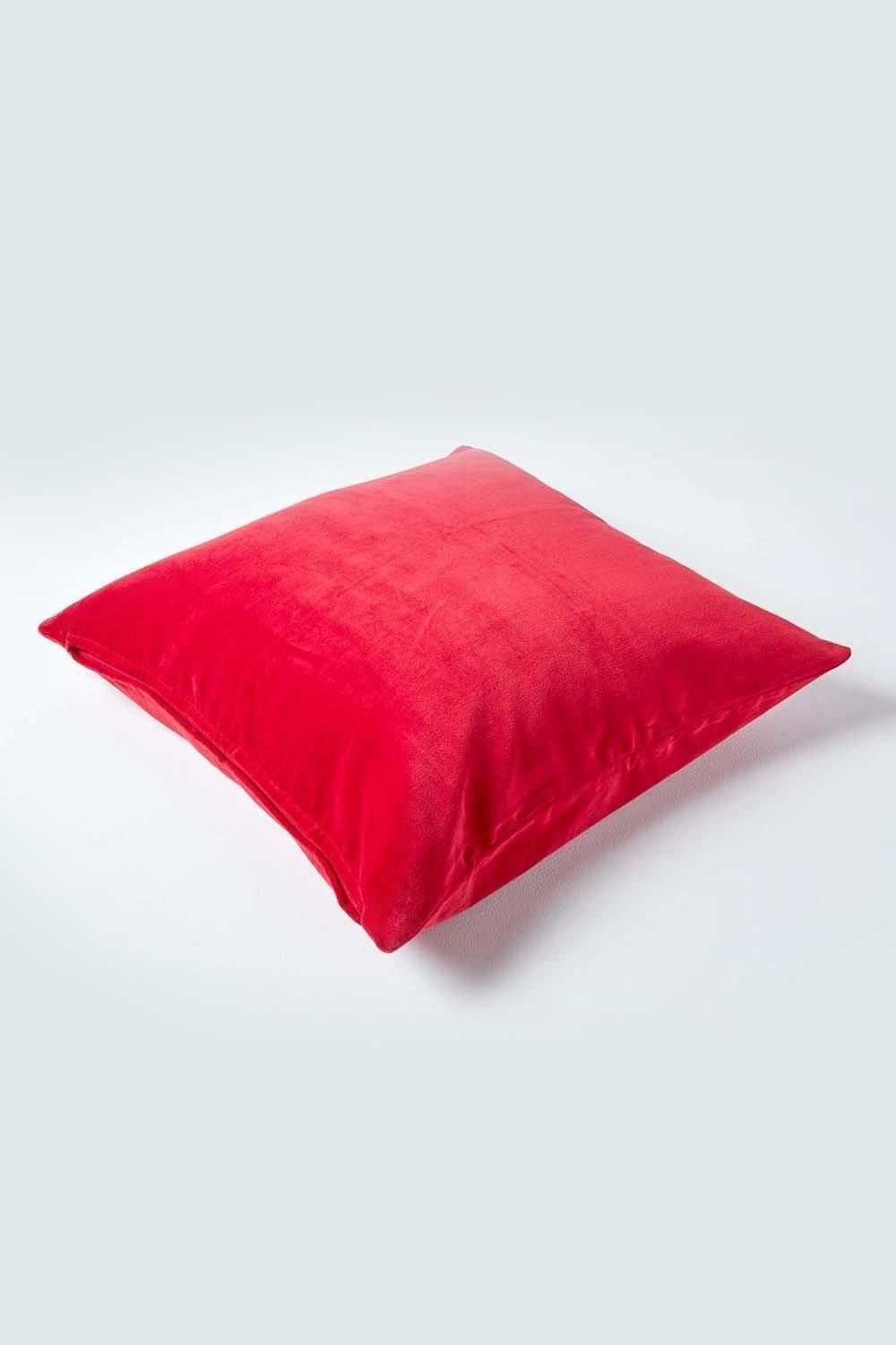Homescapes Velvet Cushion Cover 100% Cotton, Soft & Machine Washable image 3