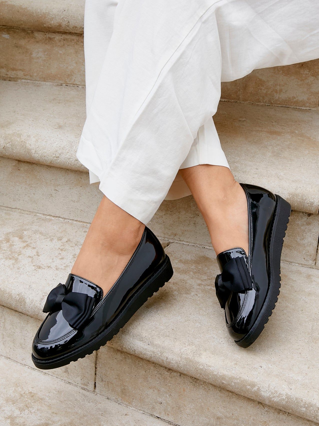 Linzi Violetta Wide Fit Black Patent Loafer image 6