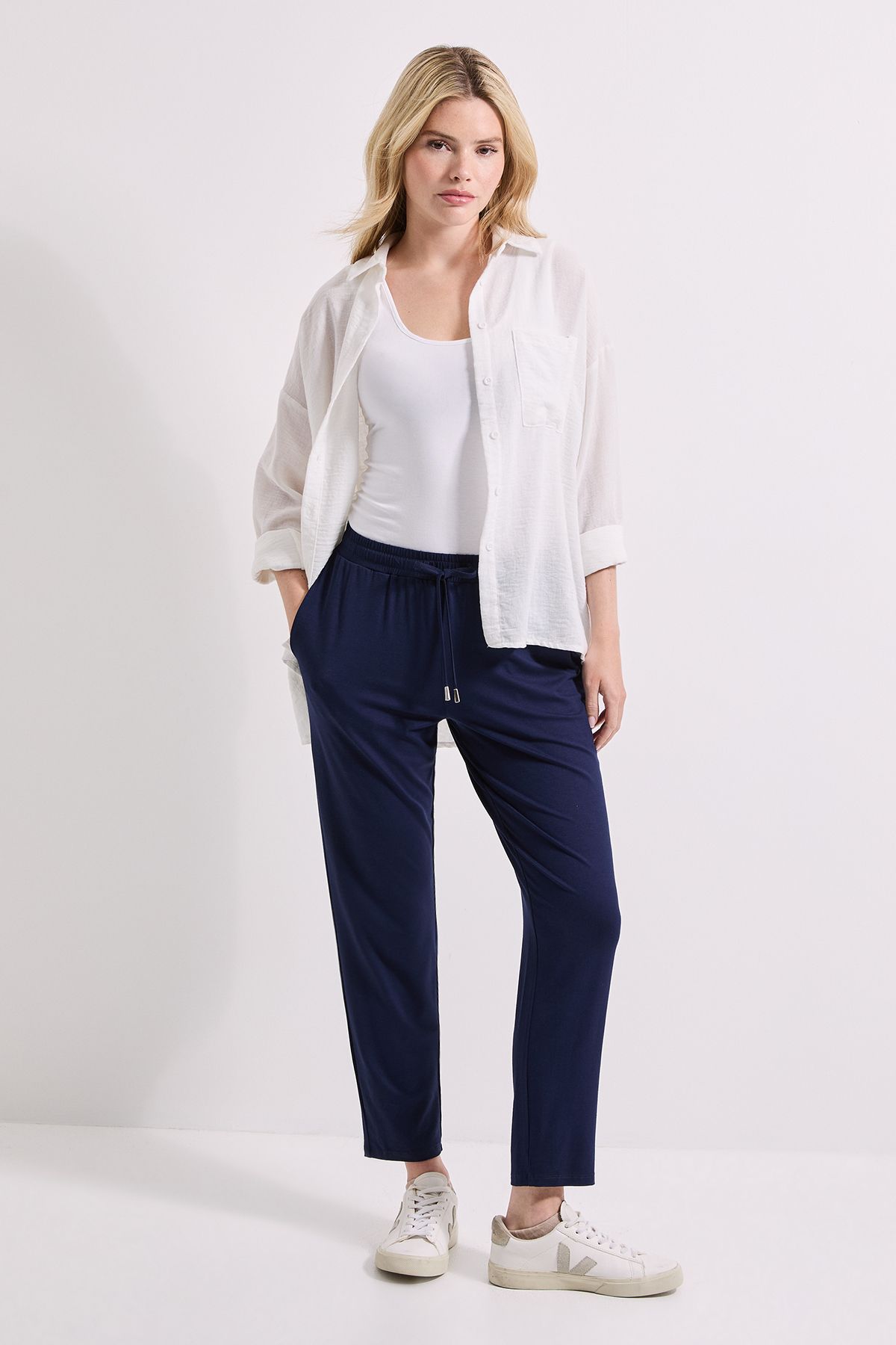 Dorothy Perkins Shirred Waist Jersey Jogger Navy image 4