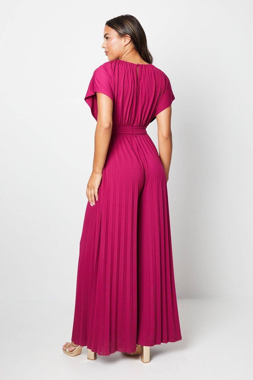 Coast Slink Jersey Pleated Jumpsuit Berry image 3