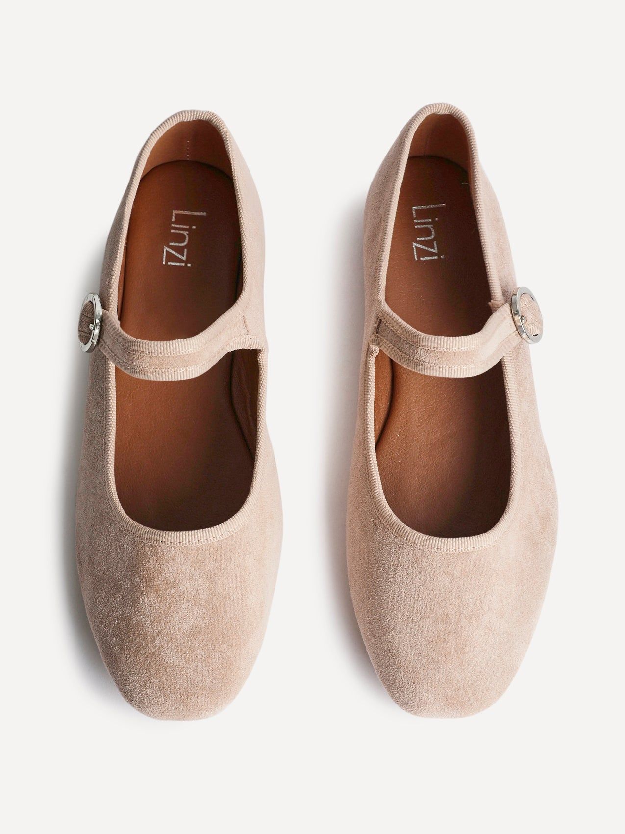 Linzi Graceful Nude Faux Suede Ballet Pumps image 4