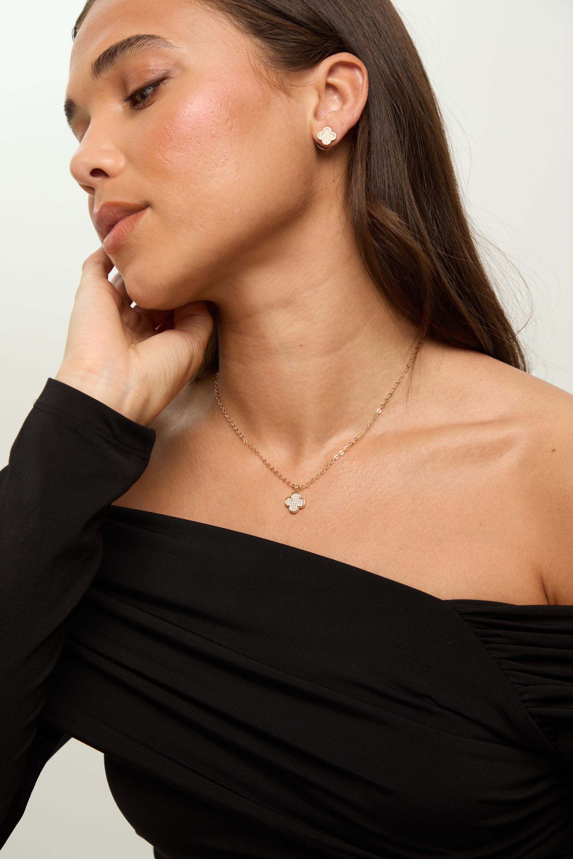 Jon Richard Gold Plated Micro Pave Stud Earrings image 2