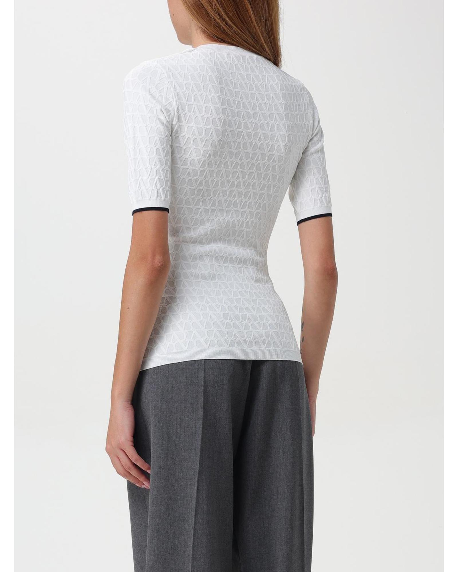 Valentino Short Sleeve Knit Top Wo - White T-Shirts image 3