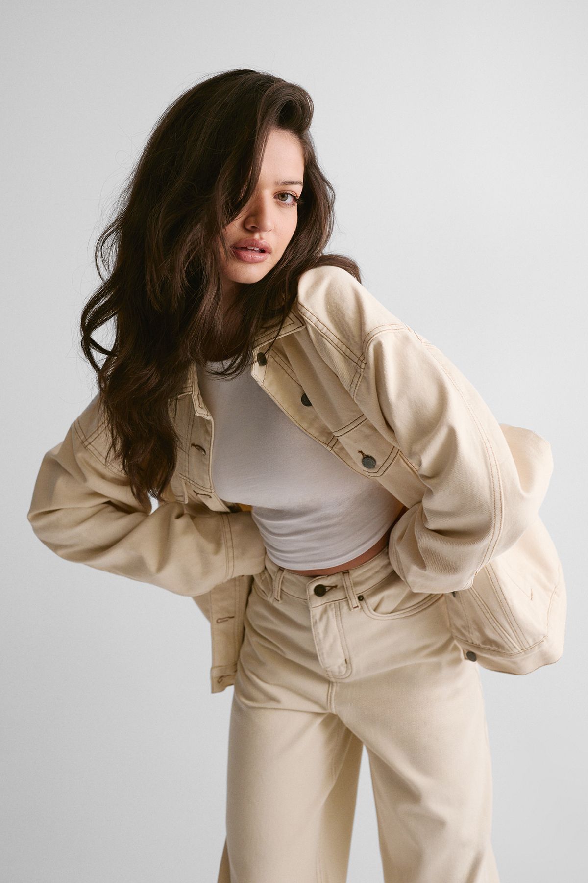 NastyGal The Oversized Denim Jacket Ecru image 3