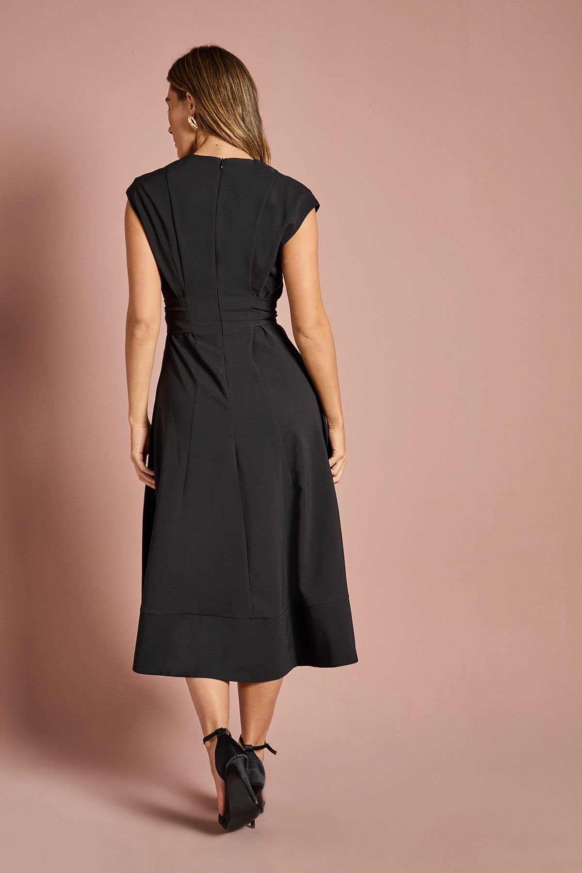 Coast Belted Crepe Dress Black image 3