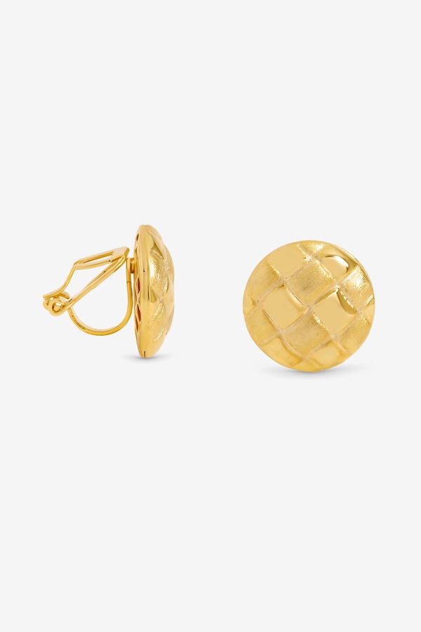 Jon Richard Gold Plated Quilted Brushed Clip Earrings