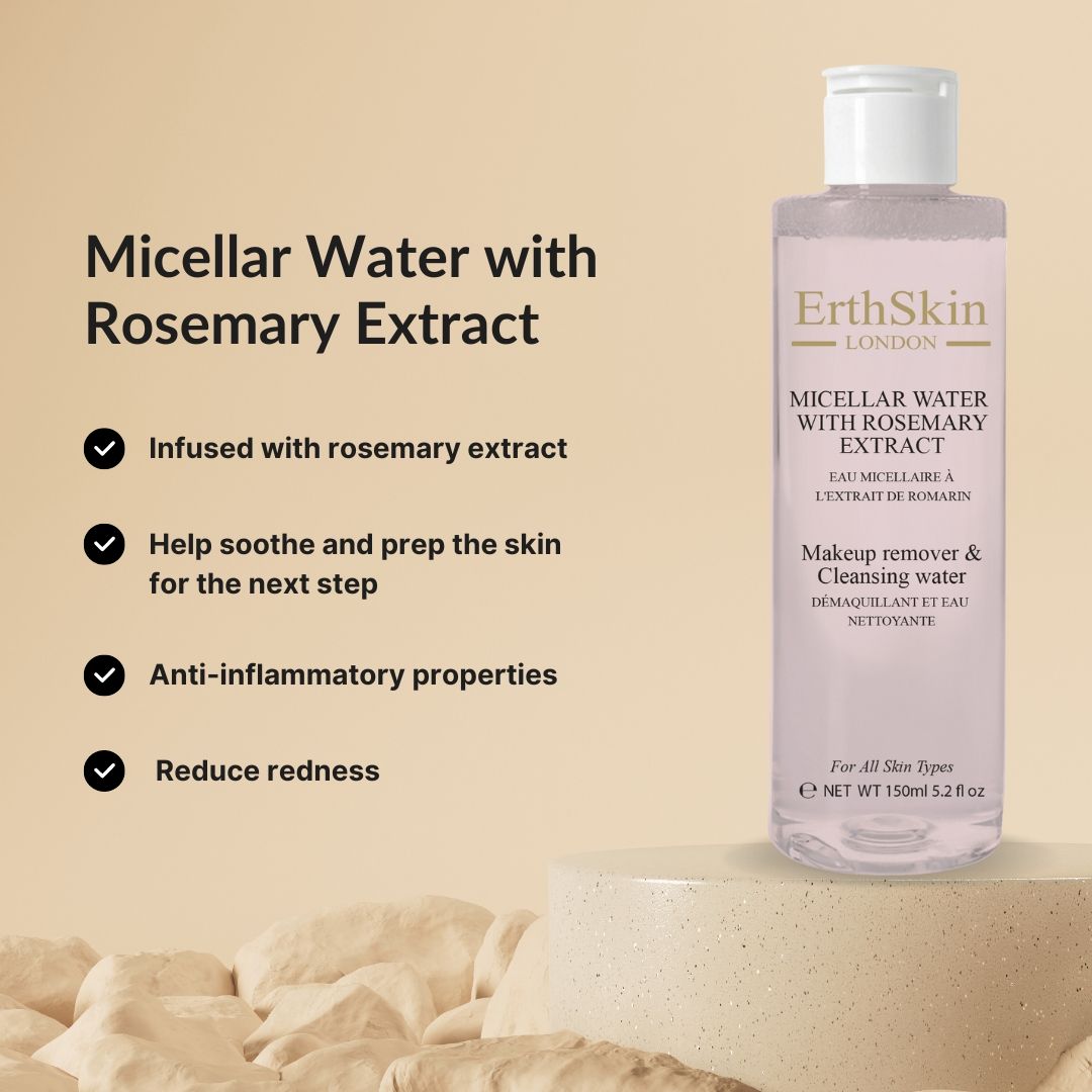 Erth Skin London Rosemary Micellar Water + Rose Glow Oil & Rose Eye Pads image 6