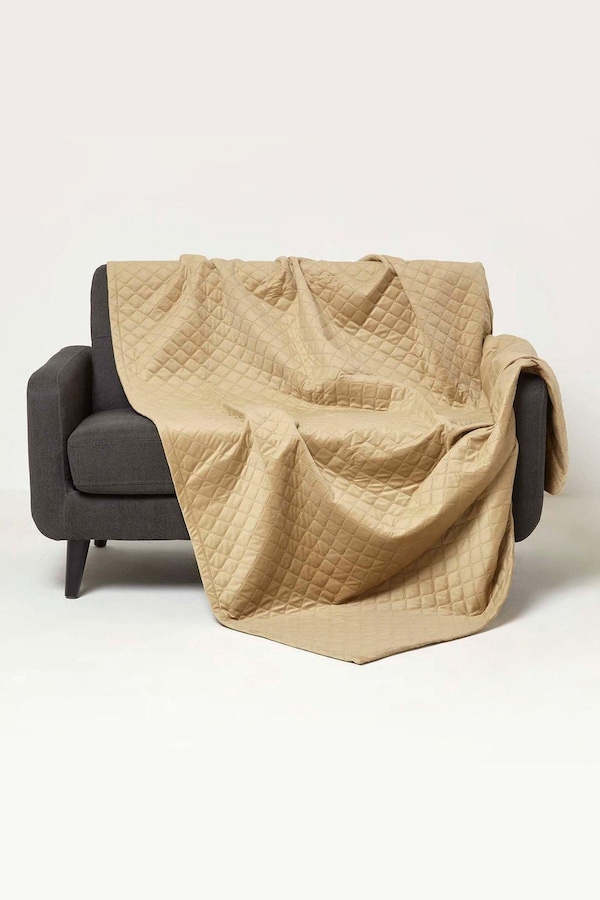 Homescapes Diamond Quilted Velvet Throw