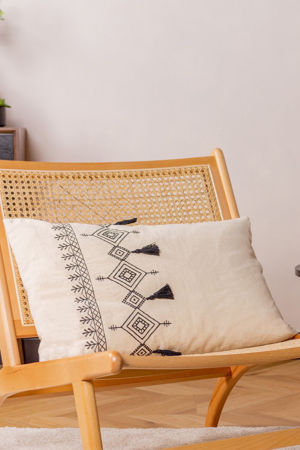 Furn Pritta Cotton Embroidered Tasselled Cushion image 5