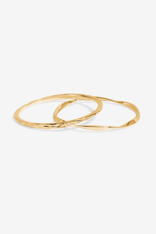 Jon Richard Gold Plated Polished Bangles - Pack Of 2