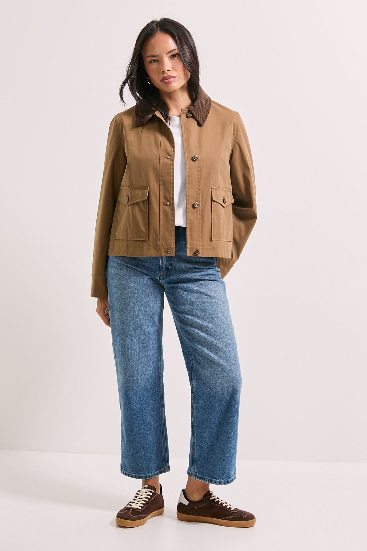 Dorothy Perkins Cord Collar Detail Boxy Jacket Camel image 2