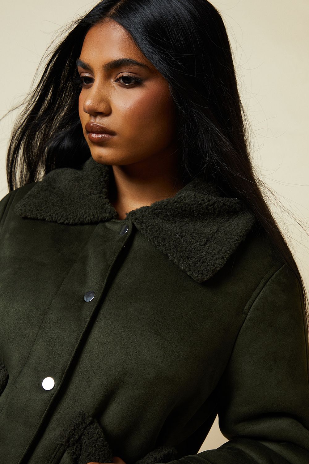 Dorothy Perkins Petite Pocket Aviator Jacket Khaki image 4