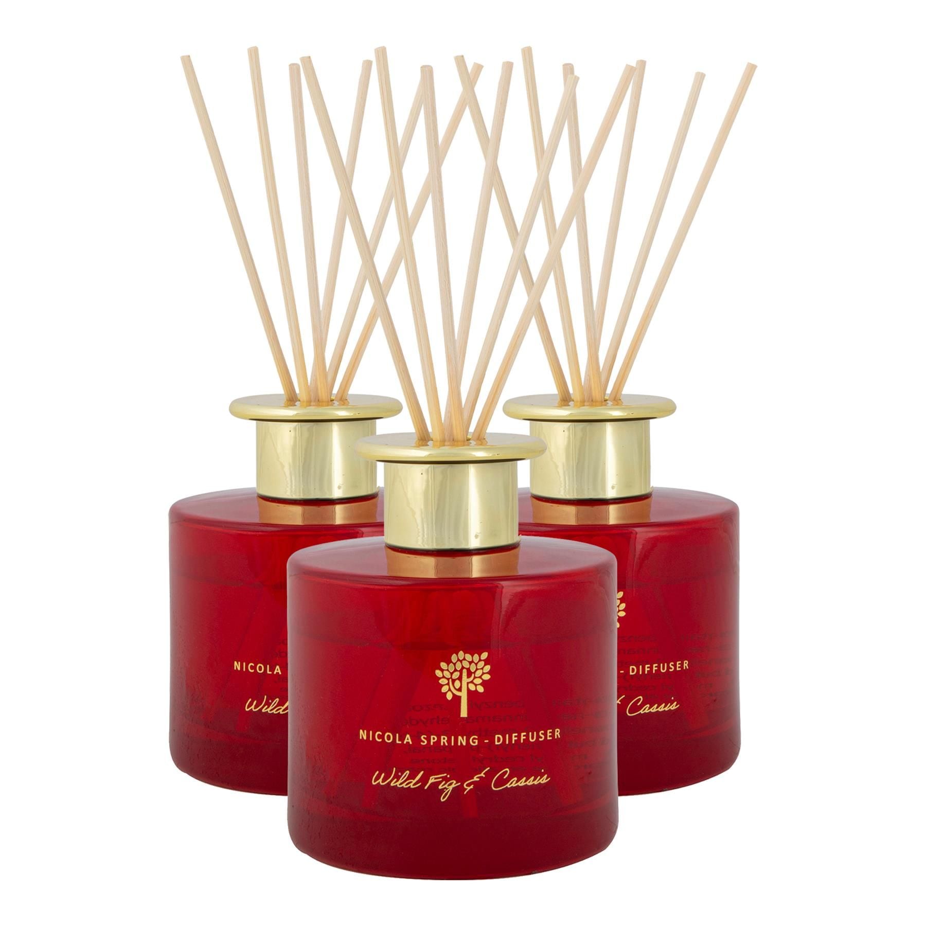Nicola Spring 200ml Wild Fig & Cassis Reed Diffusers - Pack of 3 - Autumn Spiced image 1