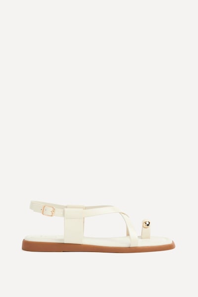 Linzi Salma Cream & Gold Flat Sandals